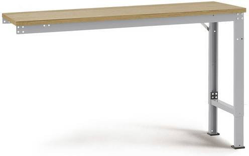 Manuflex AU8135.9006 Universal Arbeits-Anbautisch mit Multiplexplatte in Alusilber, B/T/H: 200 x 120 x 72,2-102,2 cm - Bild 1