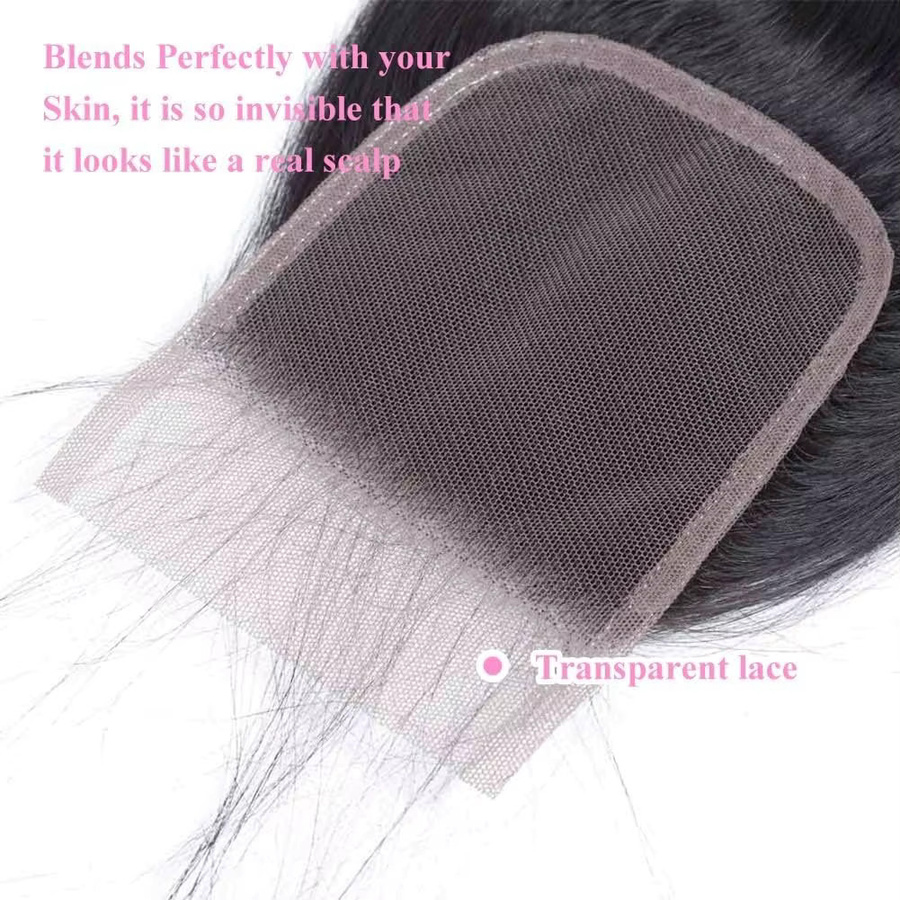 Linhua Body Wave Lace Closure Extensions, 4x4, Glatt, Brasilianisches Jungfrauenhaar - Bild 2