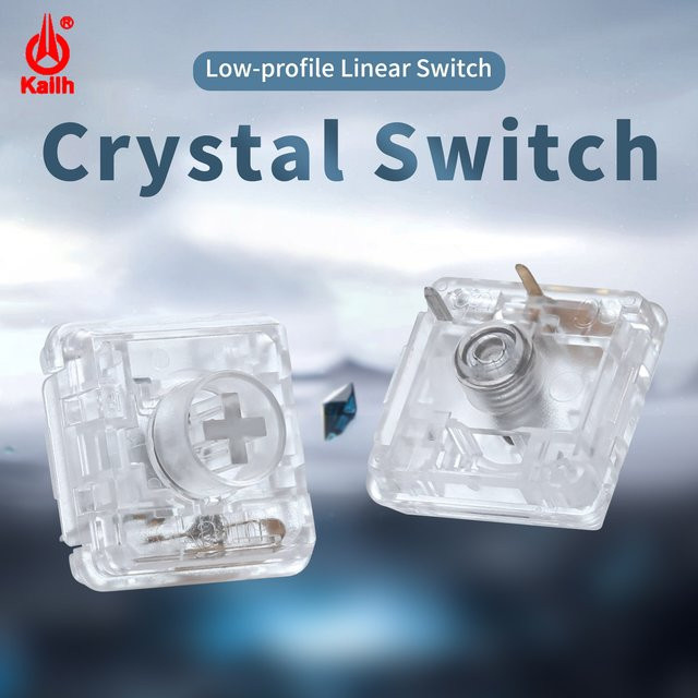 Haute42 Kailh Custom Low Profile Crystal Switch 3-Pin Linearer Schalter in Transparent für Low-Profile- und HITBOX-Tastaturen (43g) - Bild 1