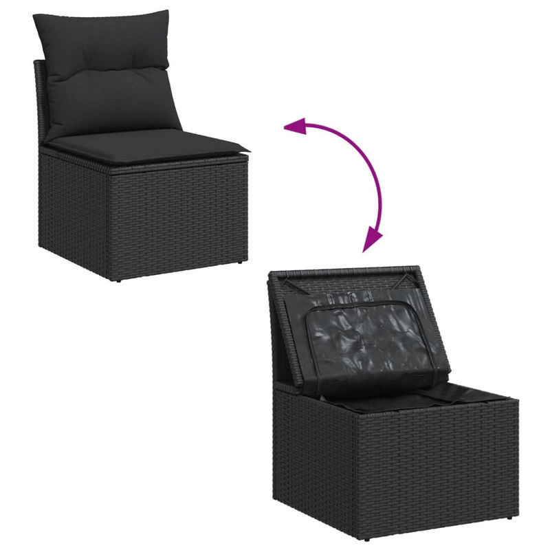 Vidaxl Garten-Sitzgruppe aus schwarzem Rattan mit Kissen für Erwachsene in modernem Design - Bild 3