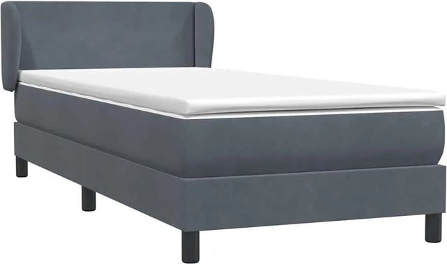 vidaXL Boxspringbett mit Matratze aus Samt in Dunkelgrau, B/T/H: 80 x 210 x 88 cm - Bild 1