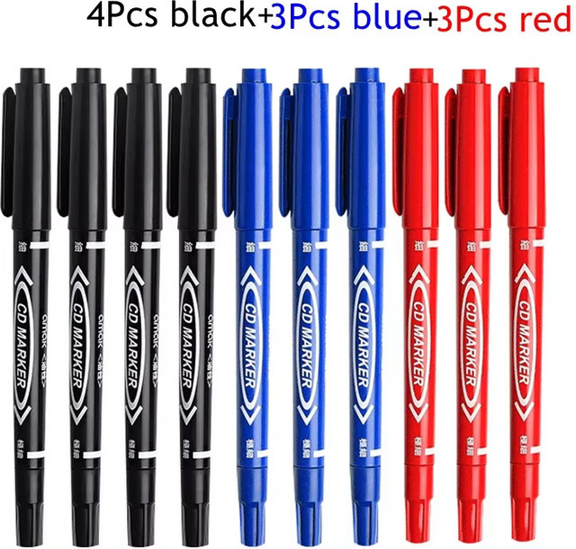 10-teiliges Doppelend-Marker-Set mit Pinselspitze in Schwarz, Rot und Blau zum Malen, Skizzieren und Schreiben - Bild 1