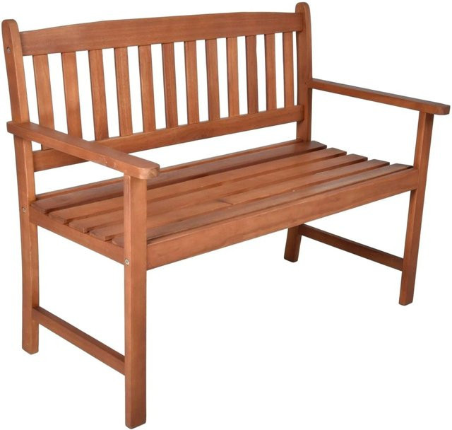 DELUKE Gartenbank METZ 2-Sitzer aus Eukalyptusholz, Farbe Natur Braun, wetterfest, Breite: 110 cm - Bild 1