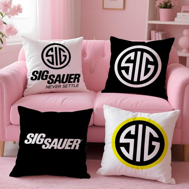 S-Sig SauerS Kissenbezug quadratisch in Weiß, wendbares Design für Auto, Sofa oder Schlafzimmer, Breite: 30,0 cm, Höhe: 30,0 cm - Bild 1