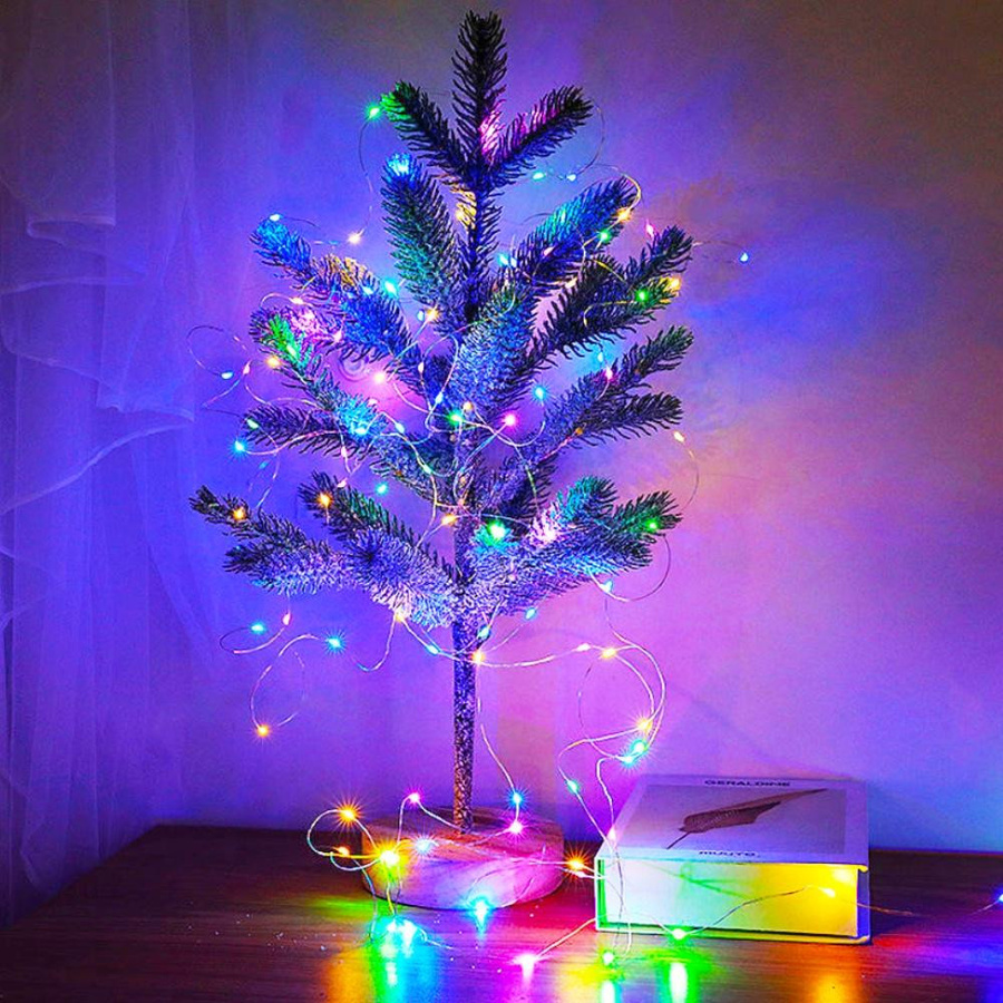 Yongkomo LED Lichterkette String warmweiß für Weihnachtsbaum, Hochzeit und Party, 5m Länge mit 50 LEDs - Bild 8