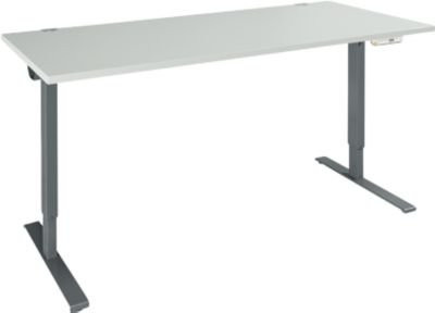 Schäfer Shop Genius Schreibtisch AERO FLEX elektrisch höhenverstellbar mit T-Fuß und Memorypanel, Breite: 180 cm, Farbe: Lichtgrau/Anthrazit - Bild 1