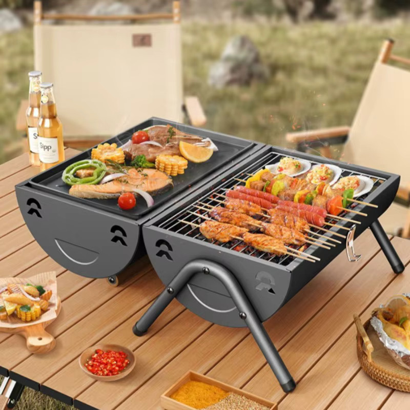 JUSTINLAU Tragbarer Outdoor-Holzkohlegrill für Camping in Schwarz - Bild 3