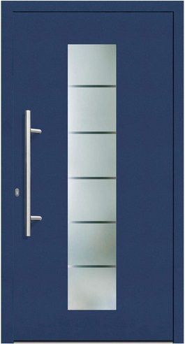 KNOCK Flügelüberdeckende Kunststoff-Haustür Terra in Stahlblau mit Glaseinsatz und RC2 Schutzklasse - Bild 1