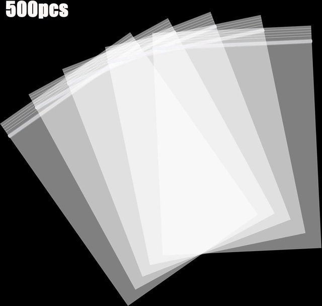SZGTQ-001 Transparente Plastiktüten mit Reißverschluss, 500 Stück wiederverschließbare Schmuckbeutel und Süßigkeitenbeutel, B: 7 cm, H: 10 cm, Weiß - Bild 1