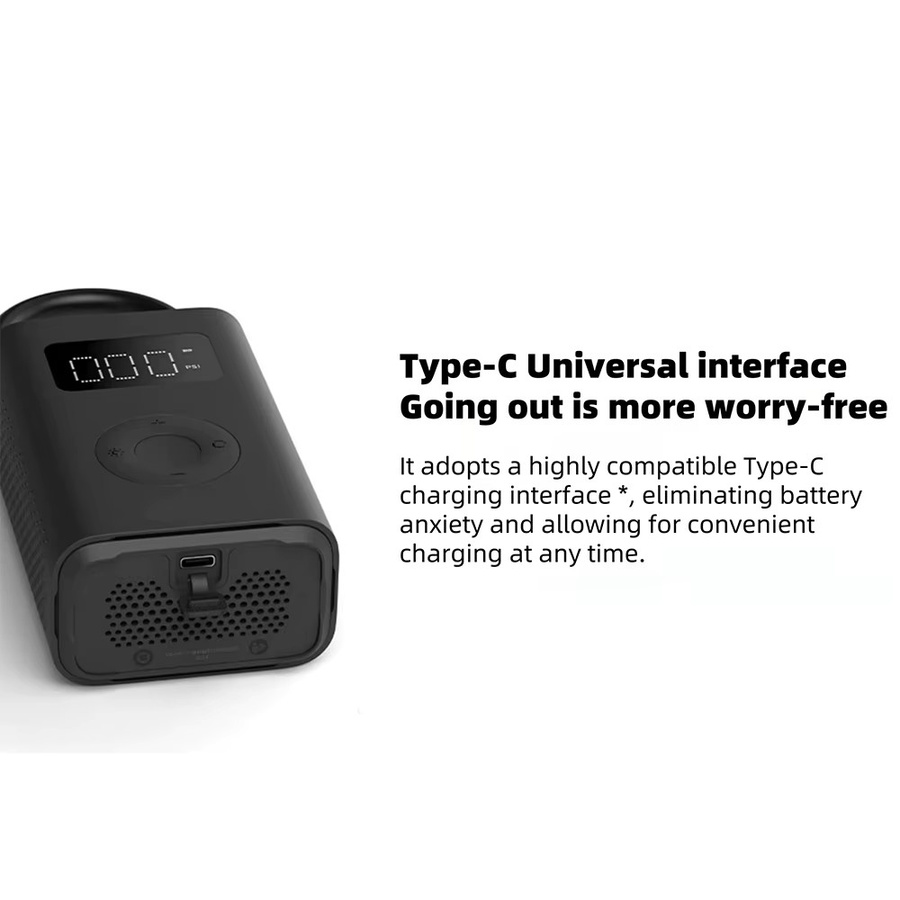 MIJIA Tragbarer Luftkompressor 2D Aufblasbarer Inflator mit 2000mAh Akku in Schwarz für Fahrrad, Auto, Motorrad und Ball - Bild 5