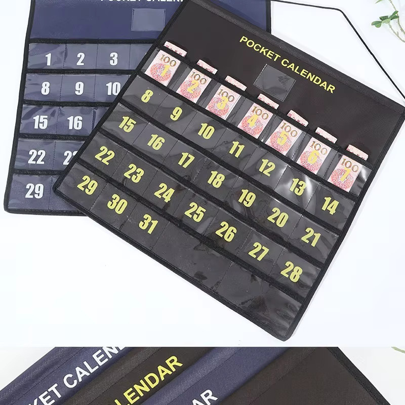 Schwarze Vlies-Aufbewahrungstasche zum Aufhängen an der Wand für Kalender, Schmuck und Kleinteile - Bild 2