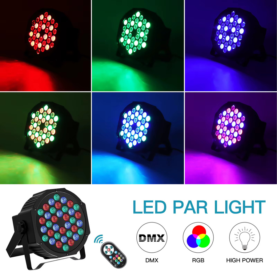 U'king RGB LED Par Lights Set mit 36 LEDs, DMX512, Fernbedienung und Sound-Aktivierung, Schwarz - Bild 2