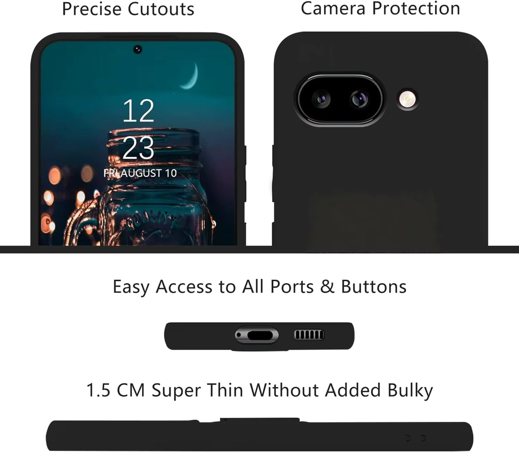 Stoßfeste Schutzhülle aus Flüssigsilikon für Google Pixel 10A, 9A und 8A in Blau oder Schwarz - Bild 5
