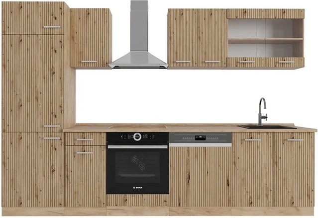 Vicco R-Line Küchenzeile Artisan-Eiche/Goldkraft Eiche, Breite: 300 cm, Höhe: 207 cm, Tiefe: 60 cm - Bild 1