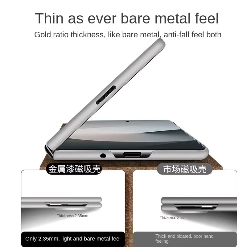 Ultradünne und harte Handyhülle mit MagSafe für Samsung Galaxy Z Fold 6, 5, 4, 3 in Silber mit mattem Finish und Kameraschutz - Bild 4