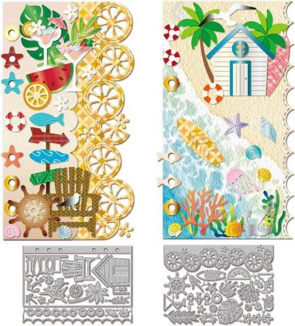 Sommer Seiten Stanzformen für Scrapbooking und Basteln mit Meeresmotiven aus Metall - Bild 1