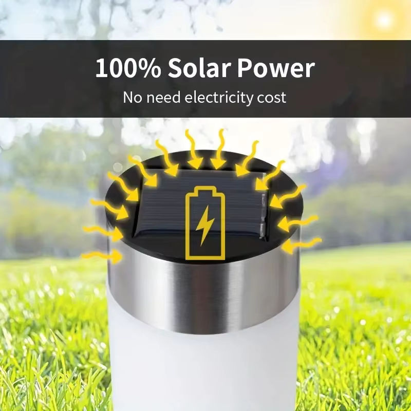 ZTree Solar Garten Weg Lichter aus Edelstahl in Silber, wasserdichte LED Gartenleuchten für Terrasse, Garten und Hof - Bild 3