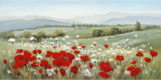 Art Universe Leinwandbild Toskanische Landschaft in Beige und Multicolour, B: 140 cm, H: 70 cm - Bild 1