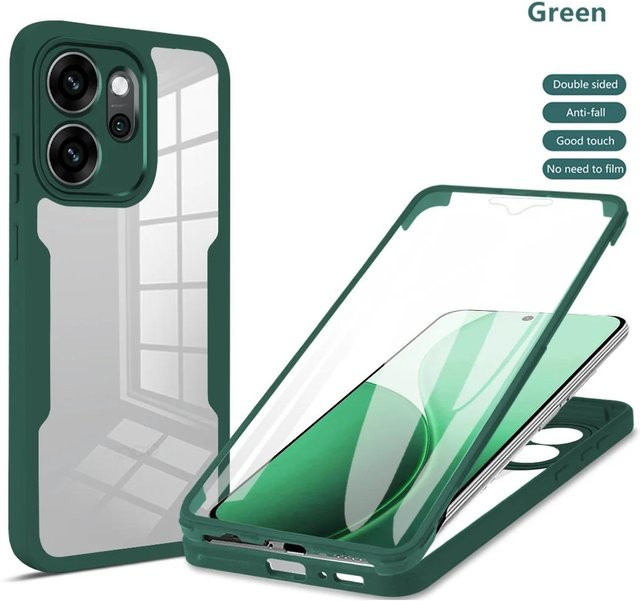 Stoßfeste Schutzhülle für OPPO Reno 14F 14 Pro 5G in Transparent und Grün - Bild 1