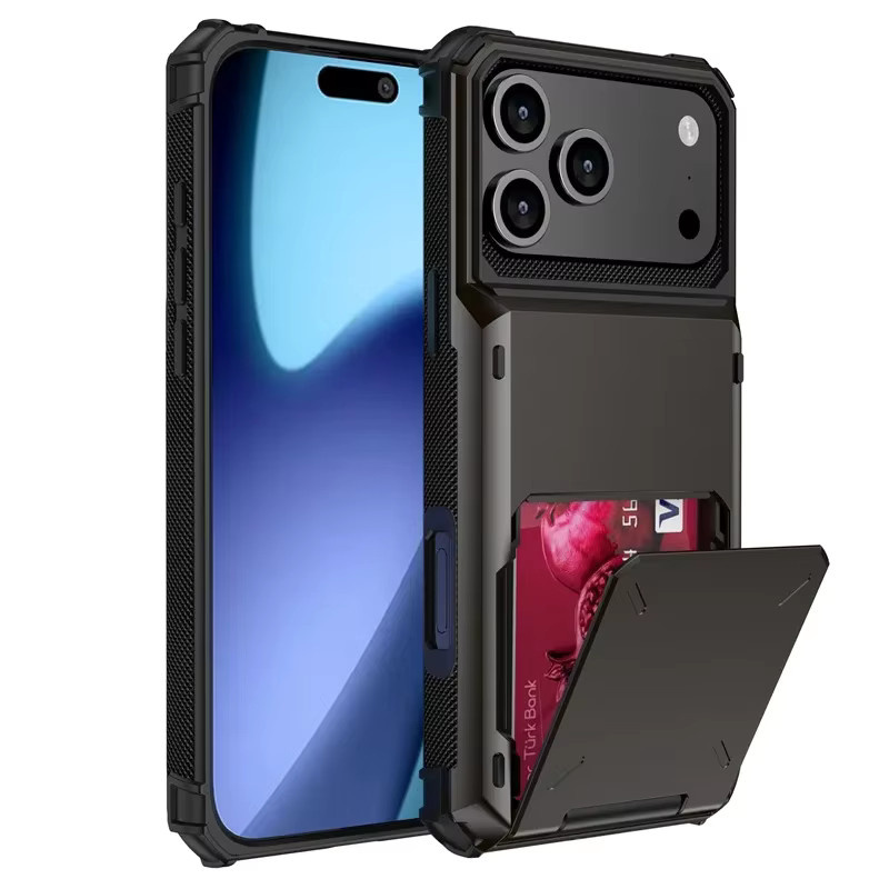 szHAIyu Brieftasche Handyhülle mit Kartensteckplatz und hartem PC-Schutz für iPhone 11 bis iPhone 17 Pro Max in Schwarz oder Blau - Bild 5