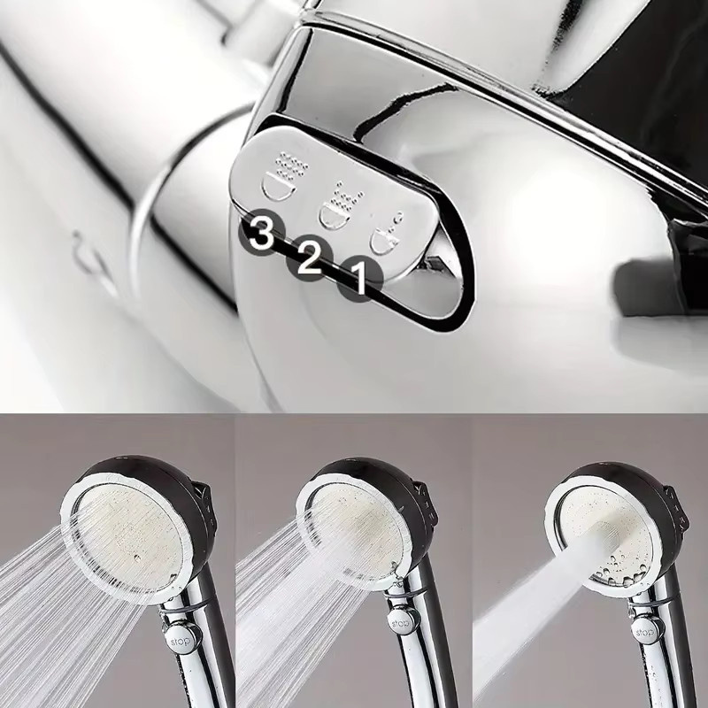 Diamond Silver 3-Modus-Booster-Duschkopf mit Ein-Knopf-Wasserstopp für dein Badezimmer - Bild 6