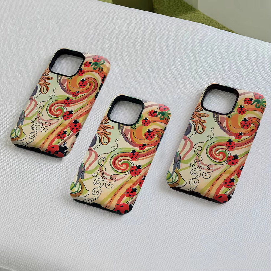 Aurea Case Matte Bumper MagSafe Schutzhülle für iPhone 17 16 15 14 13 Pro Max mit Wirbel-Herz-Marienkäfer-Design in Multicolour - Bild 4