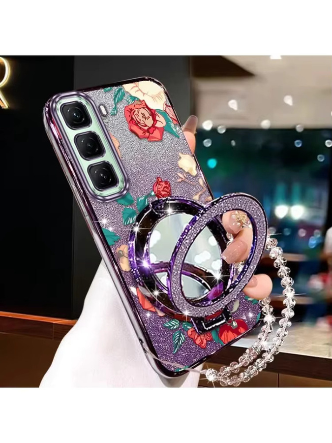 Handyhülle mit roten Rosen und Lanyard für Infinix Hot 50, 60, 40 und 30 Serien in Rot/Silber - Bild 5