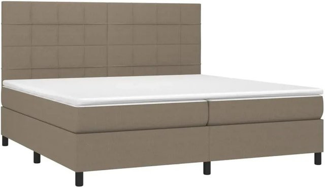 vidaXL Boxspringbett mit Matratze und LED-Unterbettbeleuchtung in Taupe, Hybrid-Bett mit USB-Ladeport und Taschenfederkern, B/T/H: 200 x 200 x 118 cm - Bild 1