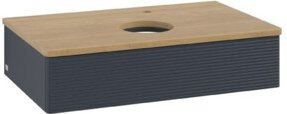 V&B Waschtischunterschrank Antao mit Frontstruktur in Eiche Honig lackiert, B/T/H: 80 x 50 x 19 cm - Bild 1