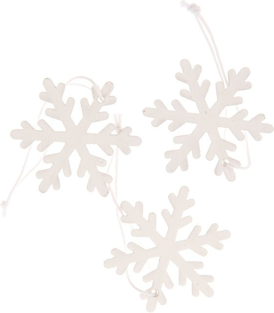 Rico Design Holzhänger Schneeflocke weiß, 3 Stück, B: 4,4 cm, H: 5 cm - Bild 1