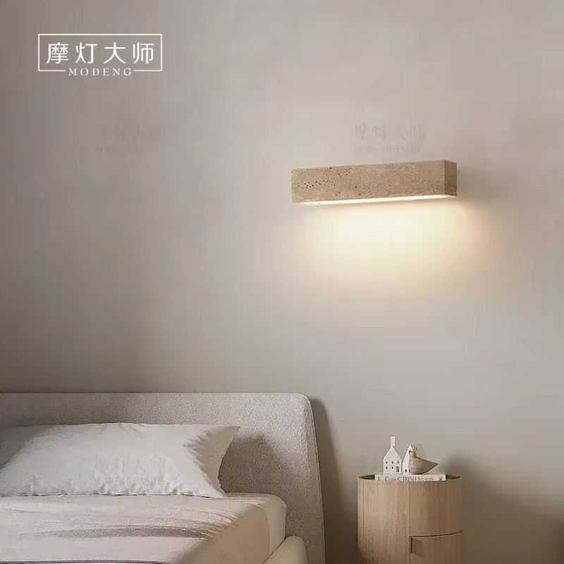 Dekorative Wandleuchte im Wabi Sabi Stil aus Naturstein in Beige - Bild 2
