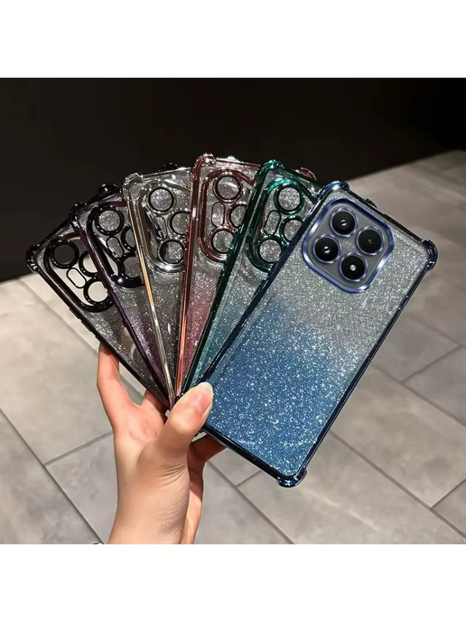 Luxuriöse transparente Handyhülle mit Glitzer-Plattierung für Motorola Edge Serie in Schwarz - Bild 2