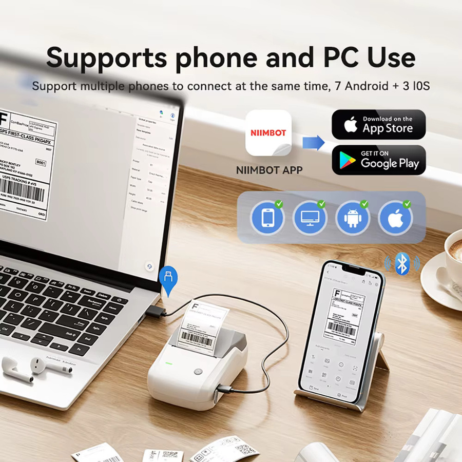 Niimbot B1 Tragbarer Bluetooth Etikettendrucker für Thermodruck mit selbstklebenden Etiketten für Büro und Zuhause - Bild 4