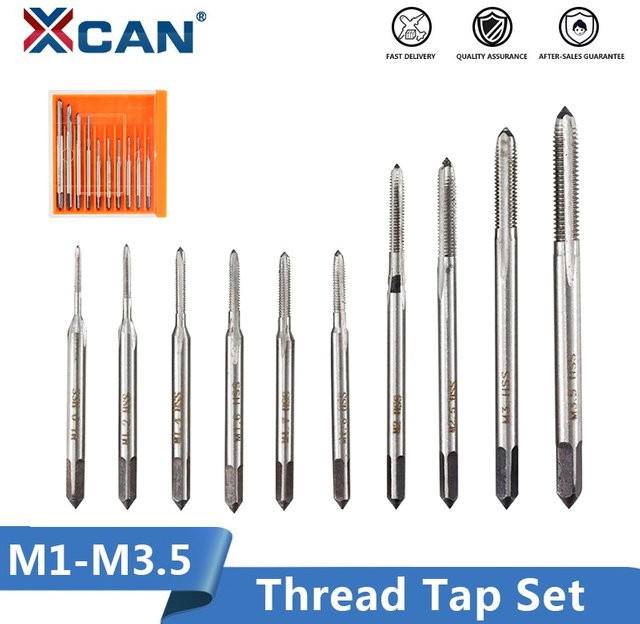 XCAN Metrischer HSS Handgewindebohrer Set M1-M3,5 in Silber für die Metallbearbeitung - Bild 1