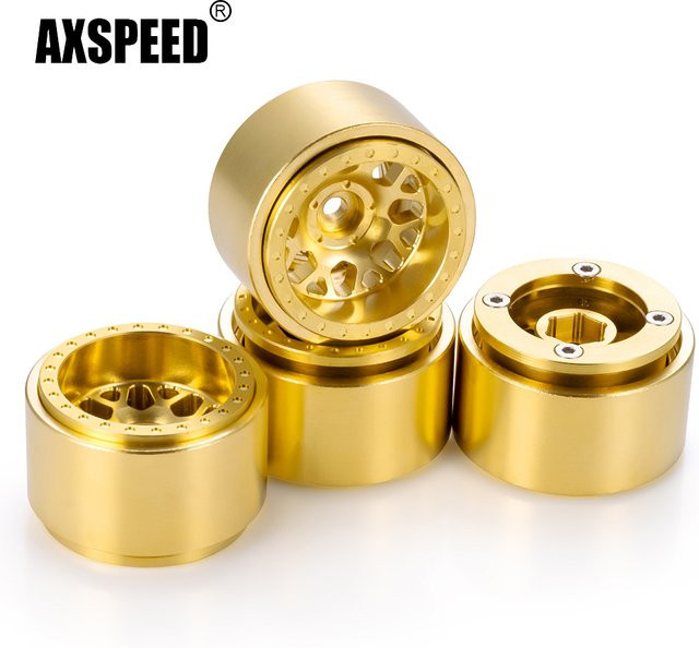 AXSPEED Micro Brass Beadlock-Felgen, Metall, 1:24, Gold, Gelb - Bild 1
