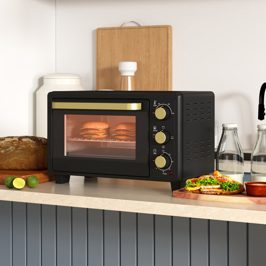 HOMCOM Minibackofen 16 L Schwarz mit Grillfunktion, 1400W und Timer - Bild 2