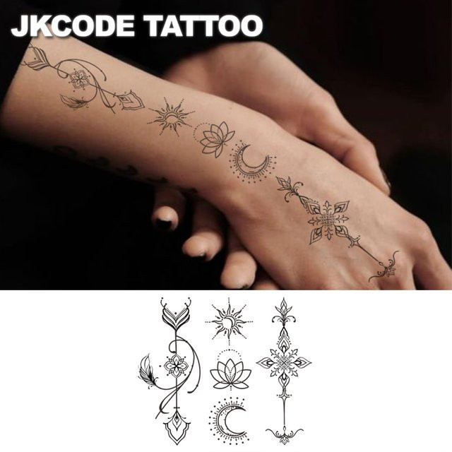 JKCODE TATTOO Sanskrit-Symbol-Temporärtattoo, Unisex, 3 Arten - Bild 1