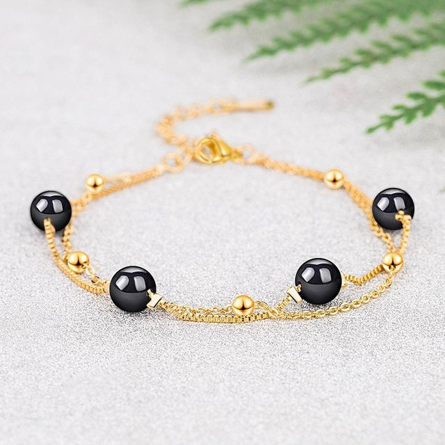 Lucky Star Jewelry Armband, Versilbert, Schwarzer Achat, Damen - Bild 1