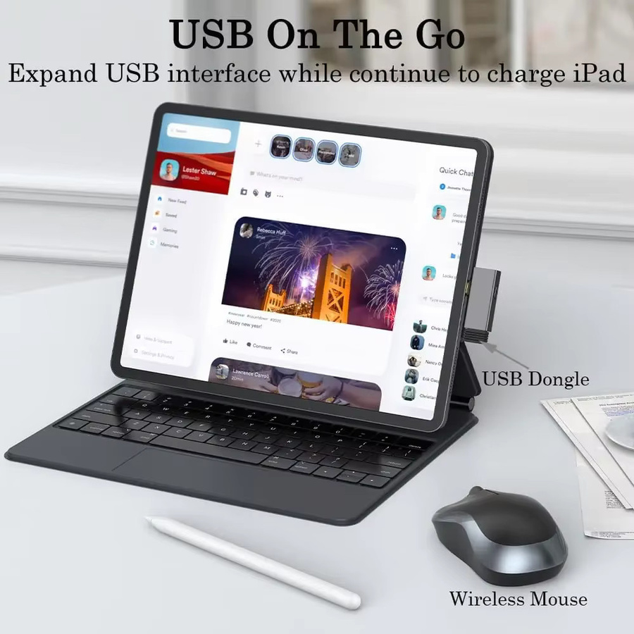 BSN USB Typ-C OTG 2-in-1-Adapter mit 100W PD-Schnellladefunktion in Grau, kompatibel mit Steam Deck, Nintendo Switch, Chromecast, Google TV, MacBook und PC - Bild 5