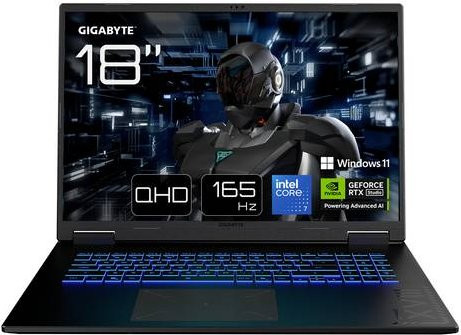 Gigabyte Gaming Notebook A18 PRO in Schwarz mit 18 Zoll WQXGA Display, Intel Core 7 240H, 32GB RAM und 1TB SSD, Deutsche QWERTZ Tastatur - Bild 1