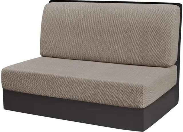 2er-Set Jacquard Rückenlehnenbezüge für Wohnmobile und Wohnwagen, elastische und rutschfeste Sofakissenbezüge aus Polyester, Grau - Bild 1