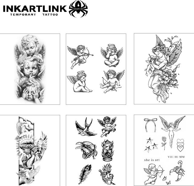 INKARTLINK Sanftes Kräuter-Engel-Tattoo, Semipermanente Körperkunst - Bild 1