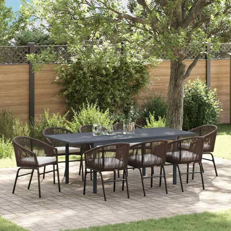 Vidaxl Garten Essgruppe aus Poly Rattan in Braun mit 9 Teilen für Erwachsene - Bild 1