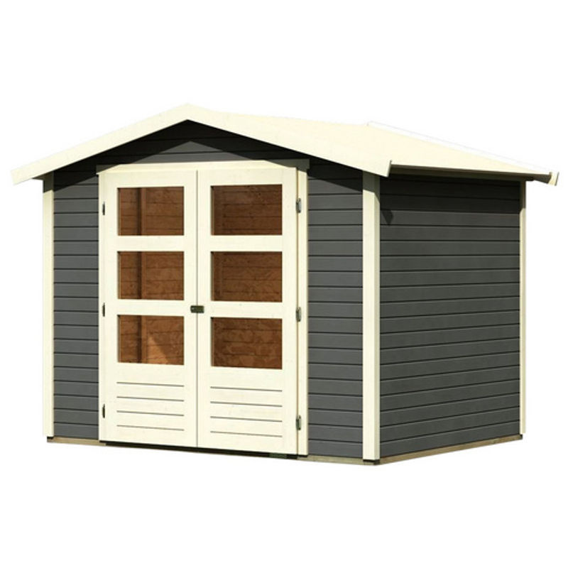KARIBU Gartenhaus Amberg 3 aus Holz in Terragrau, B/H/T: 246 x 209 x 186 cm - Bild 2
