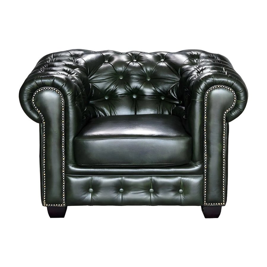 Vente-unique Chesterfield Sessel aus Leder mit gerader Rückenlehne und Punksteppung in Tannengrün, Breite: 105 cm - Bild 2
