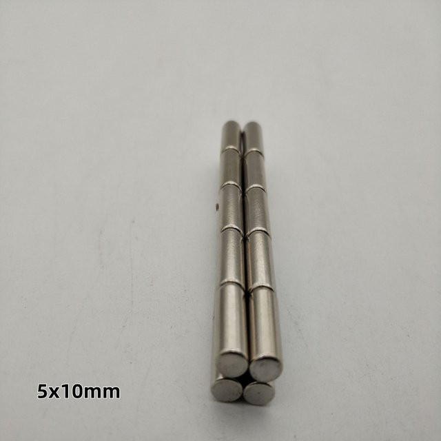Runde Magnete in Silber für Kühlschrank, Büro und Heimwerkerarbeiten, Durchmesser: 5 mm, Höhe: 10 mm - Bild 1