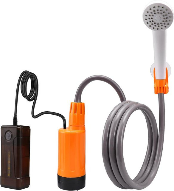 Sportssss Tragbare elektrische Outdoor-Camping-Dusche mit IPX7 Wasserdichtigkeit und 2-stufigem Wasserdurchfluss in Orange - Bild 1
