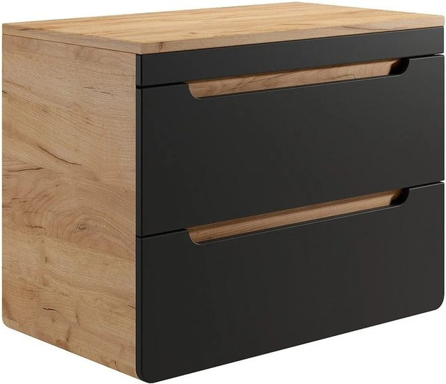 Waschbeckenunterschrank Aruba Vente-unique in Anthrazitgrau und Naturfarben Hell, Breite: 80 cm - Bild 1