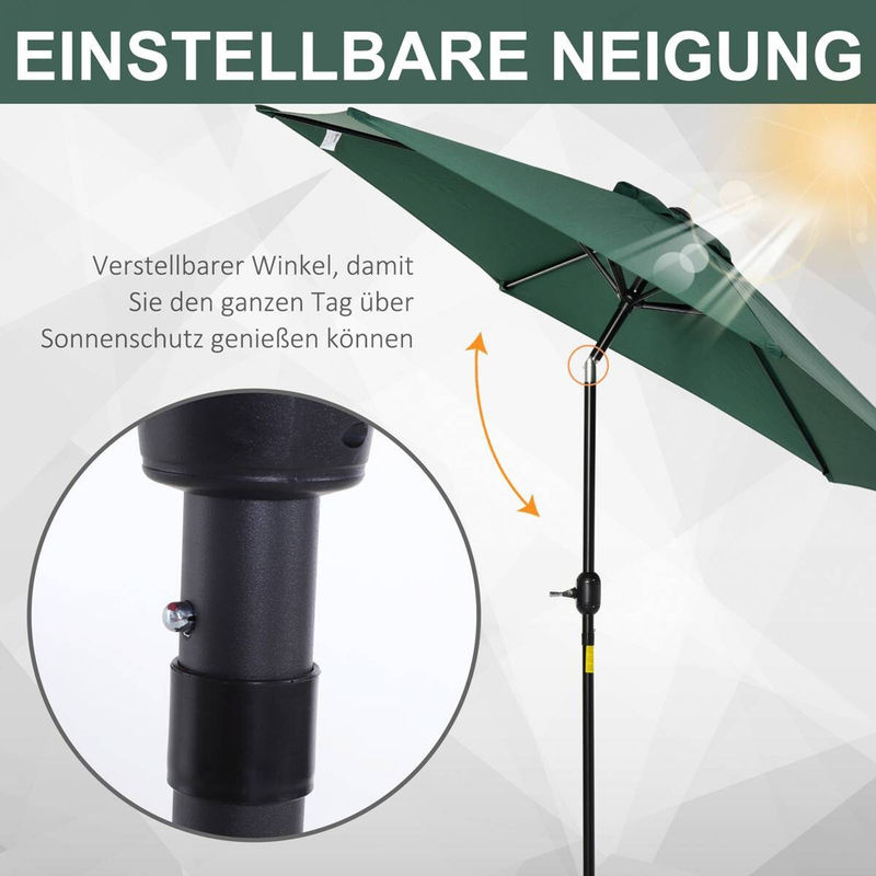 Outsunny Sonnenschirm grün aus Stahl und Aluminium mit Polyesterbespannung B/H/T: 270 x 235 x 260 cm - Bild 7