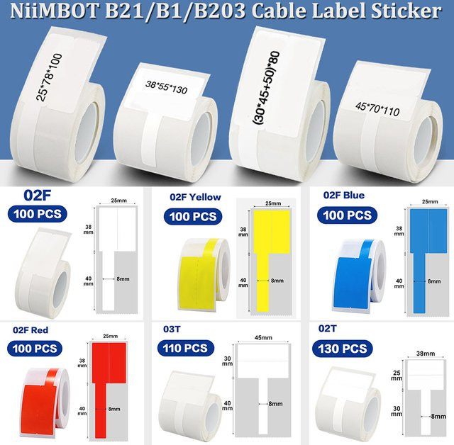 NiiMBOT Kabeletikettenpapier für Netzwerkkabel und Glasfaserkabel, weiße Etikettenaufkleber für B21 B1 B3S Modelle - Bild 1